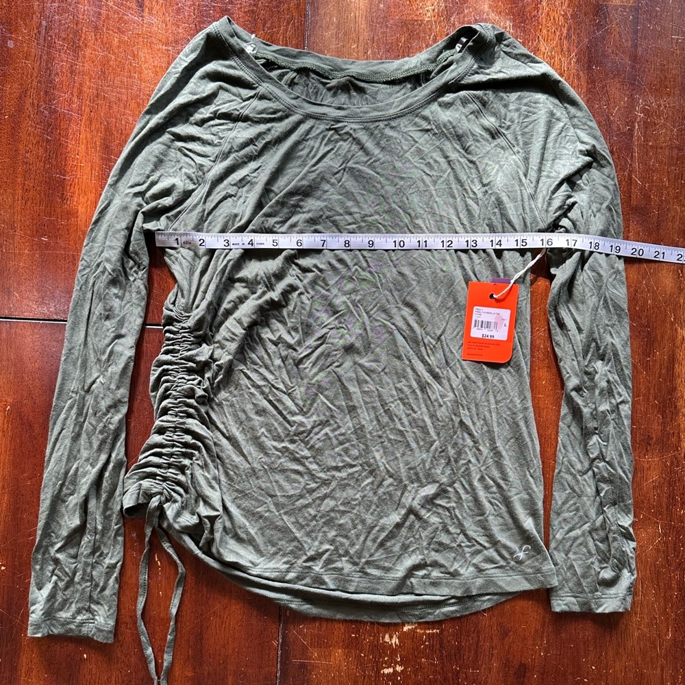 Thyme Green Ruched Long Sleeve Top